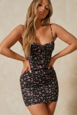 Ditsy Floral Ruched Cup Slip Dress