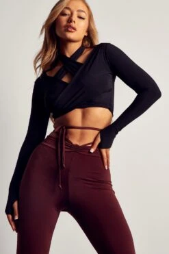 Double Layer Cross Front Halter Neck Crop Top
