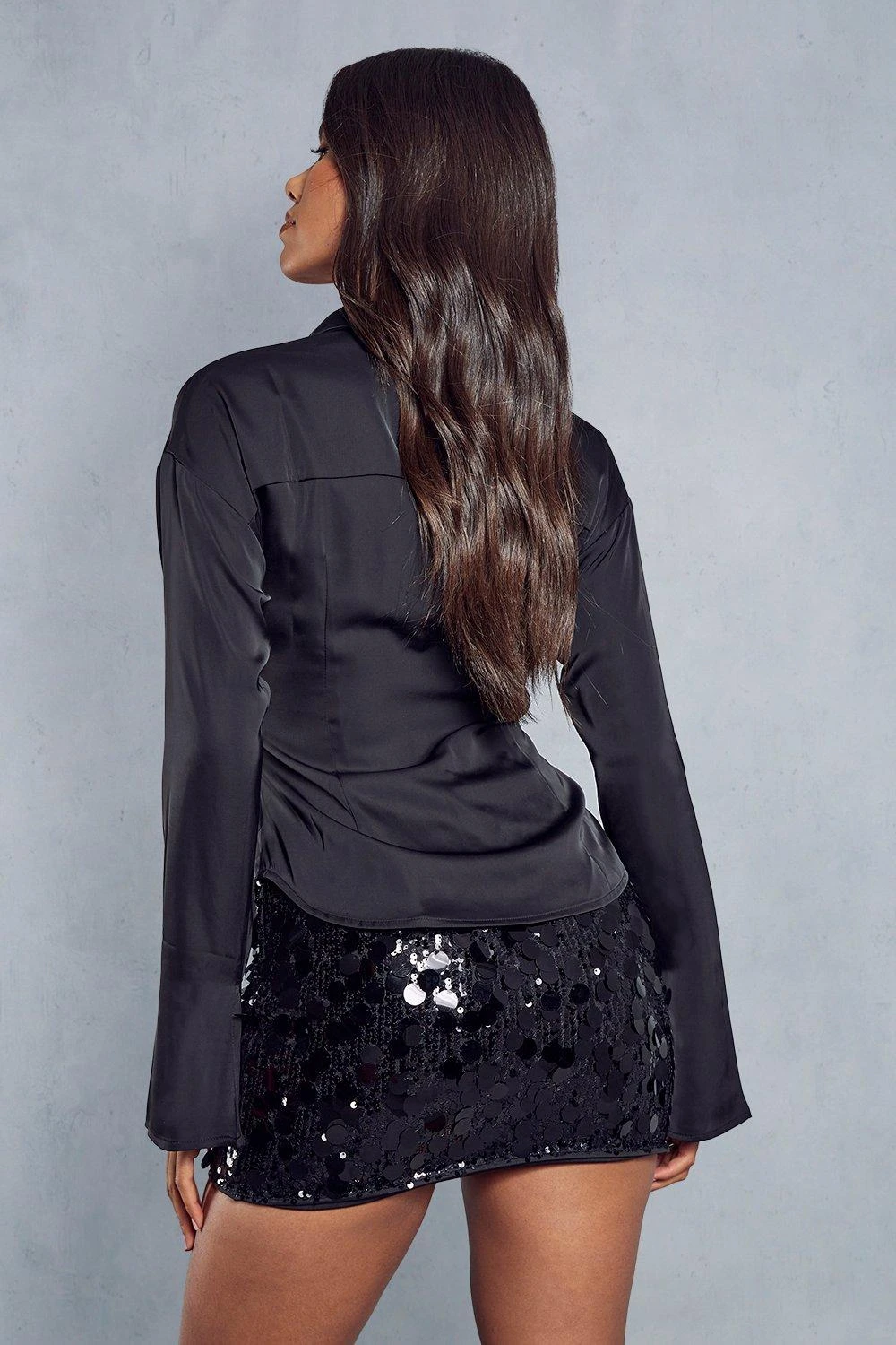 Fitted Waist Satin Shirt - Image 3