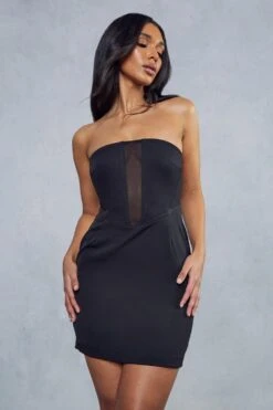 Mesh Insert Corset Mini Dress