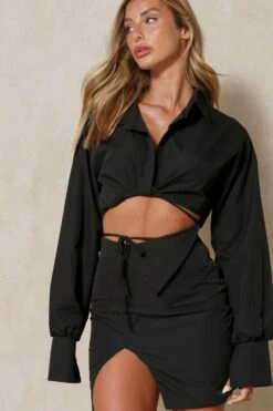 Miss Joslin Oversized Crop Wrap Shirt