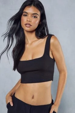 Premium Rib Scoop Neck Crop Top