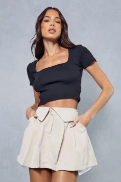 Ribbed Square Neck Crop Top