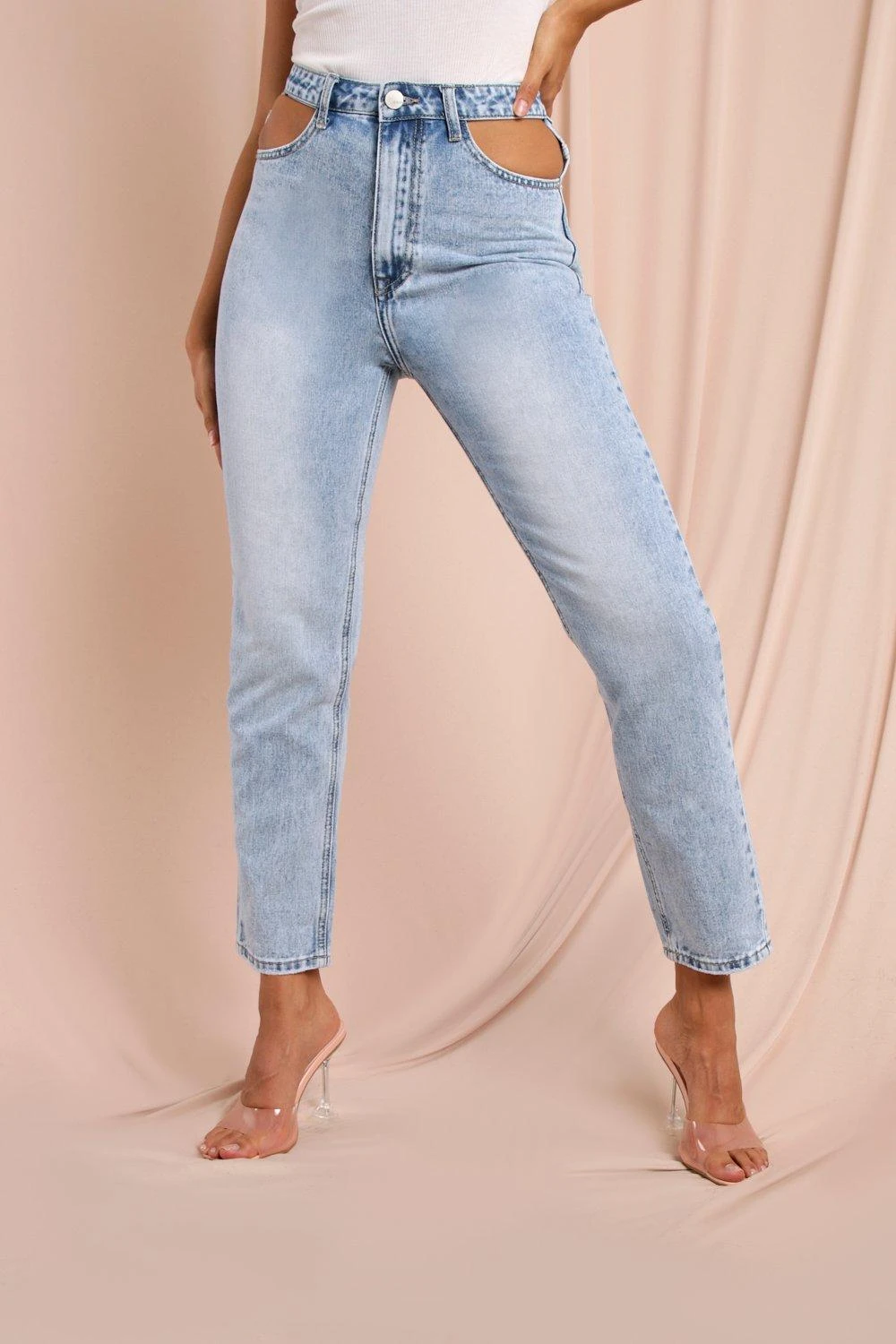 Cut Out Waist Detail Jeans - Image 2