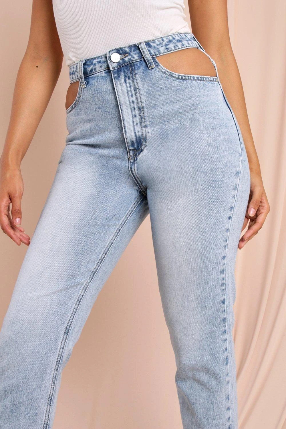 Cut Out Waist Detail Jeans - Image 4