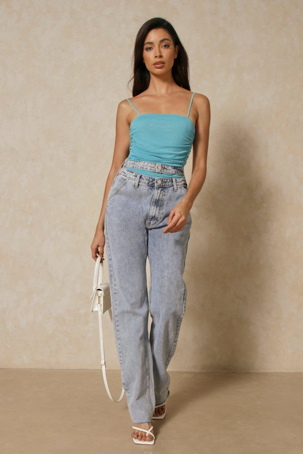 Mesh Ruched Cowl Neck Bodysuit - Image 4