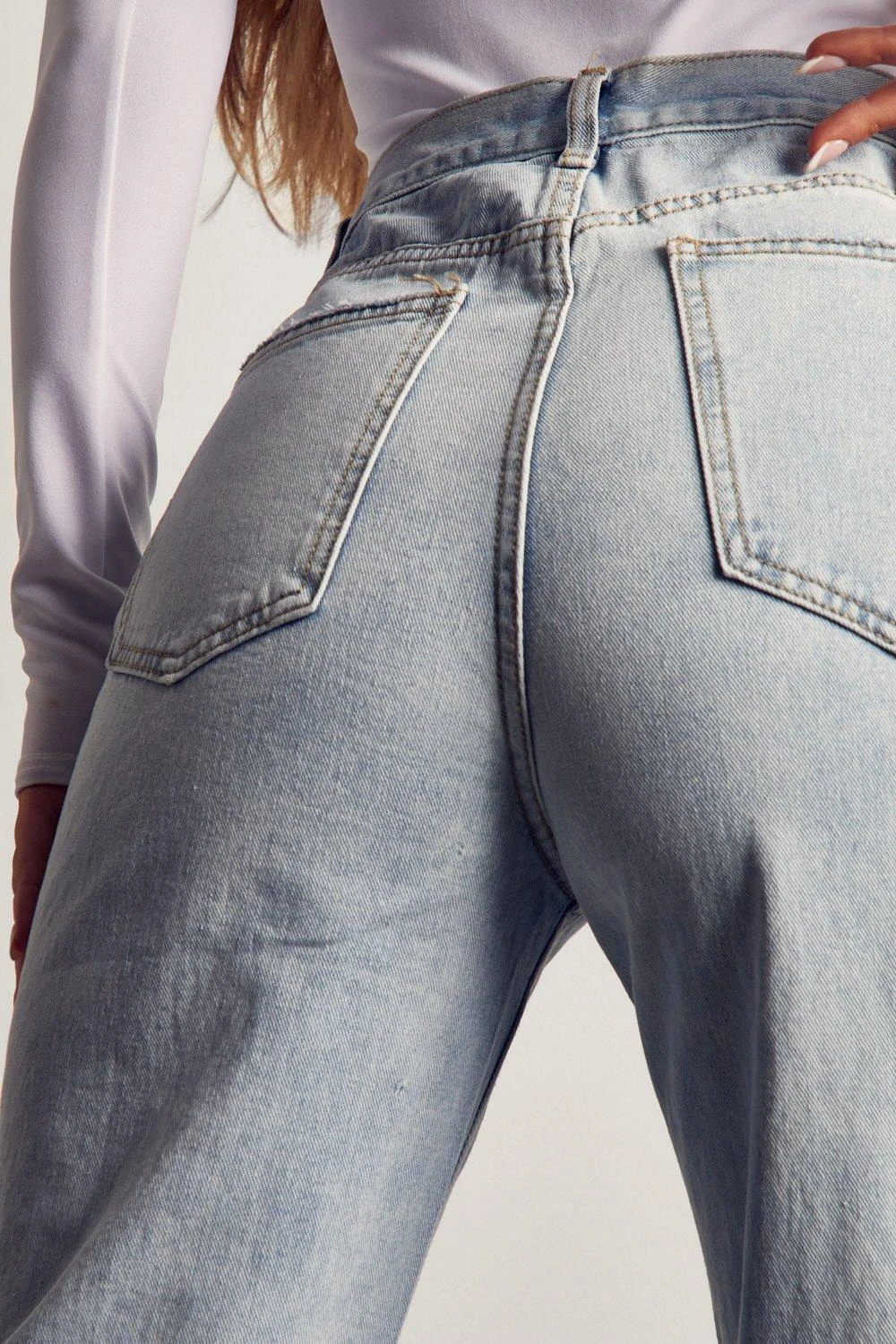 Miss Joslin Wide Leg Distressed Jean - Image 2