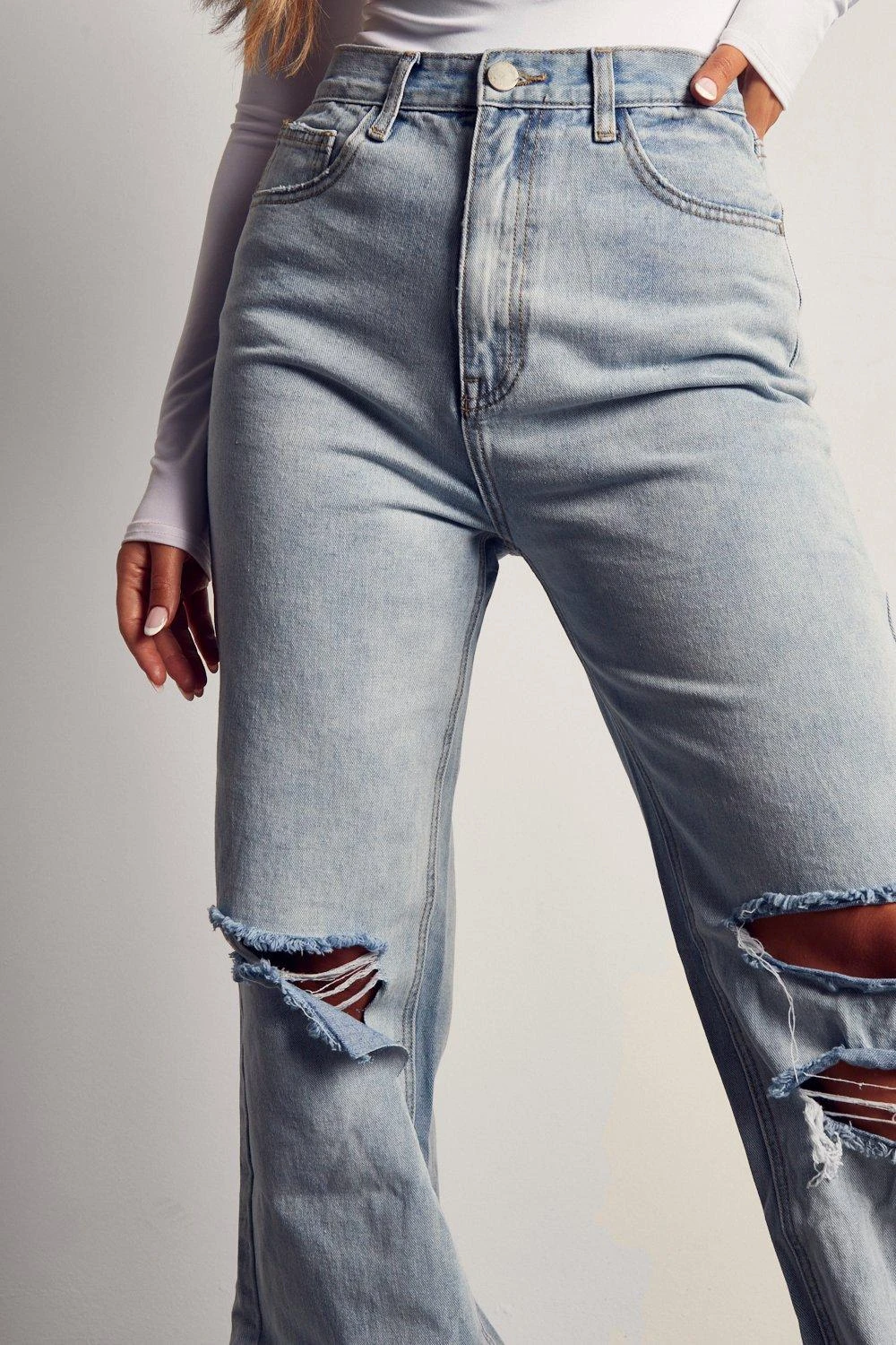 Miss Joslin Wide Leg Distressed Jean - Image 5