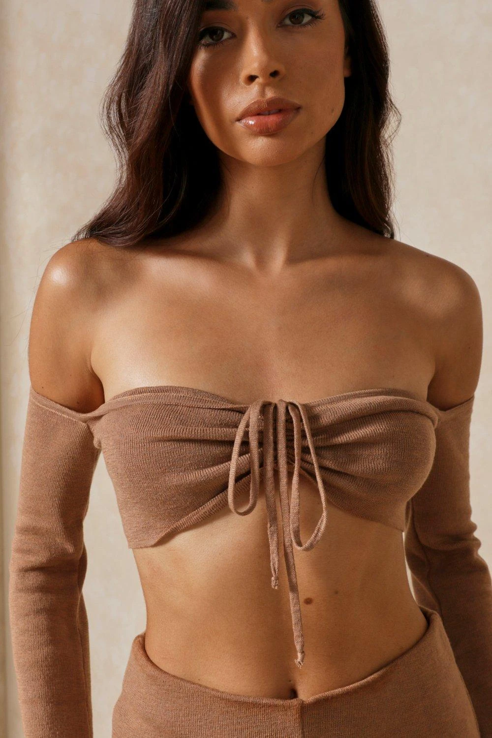 Knitted Bardot Crop Top - Image 2