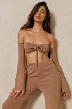 Knitted Bardot Crop Top