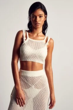 Crochet Knit Racer Crop Top