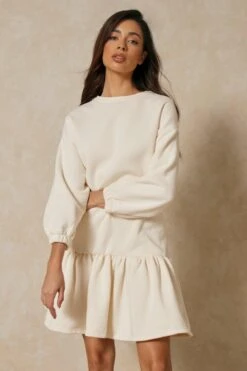 Ruffle Smock Sweatshirt Dress