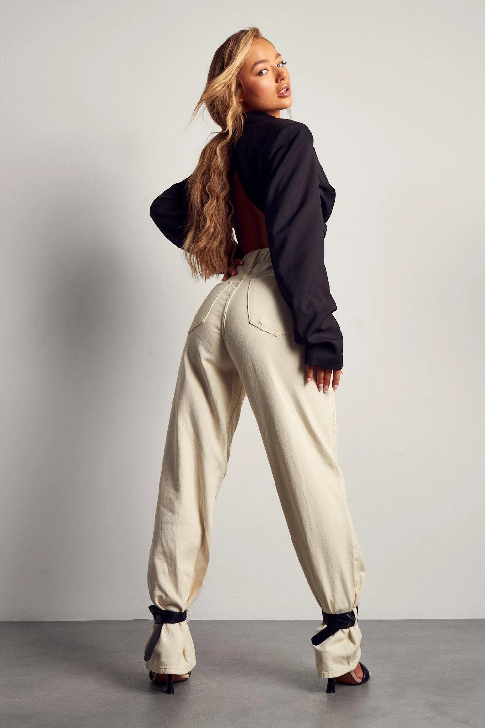 Pu Ankle Buckle Detail Straight Leg Jean - Image 3