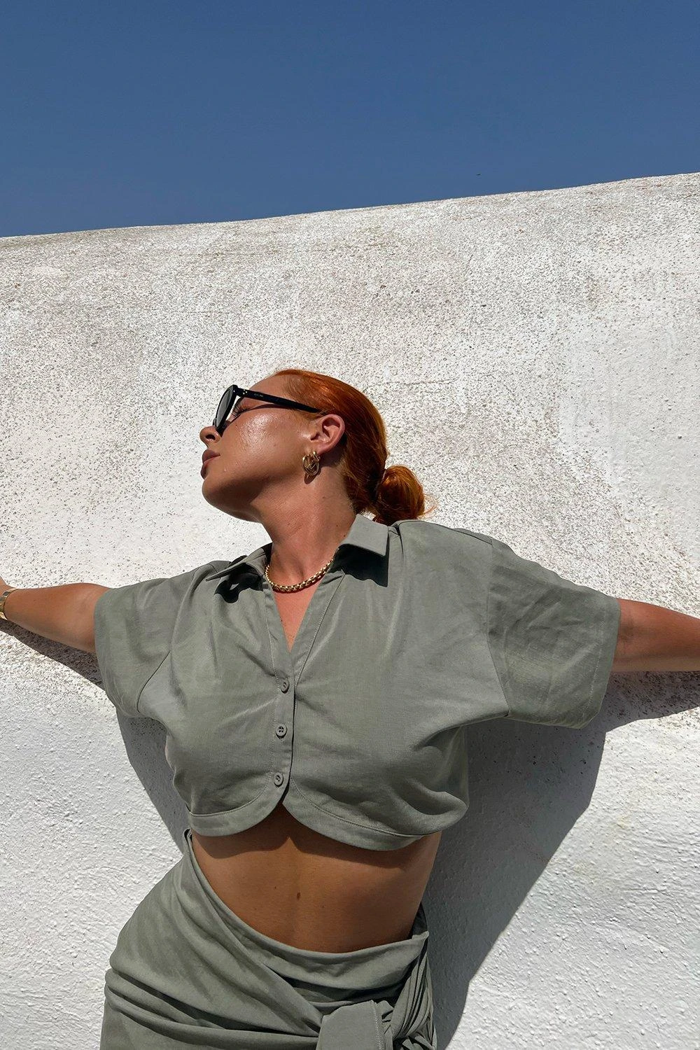 Miss Joslin Boxy Ruched Cropped Shirt