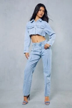 Pleat Front Straight Leg Jean