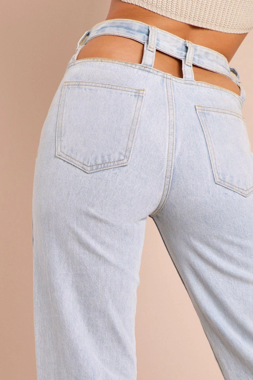 Cut Out Waist Wide Leg Jeans - Image 2