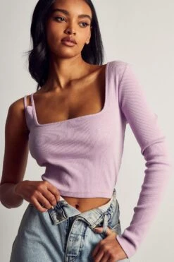 Ribbed Strappy One Sleeve Top