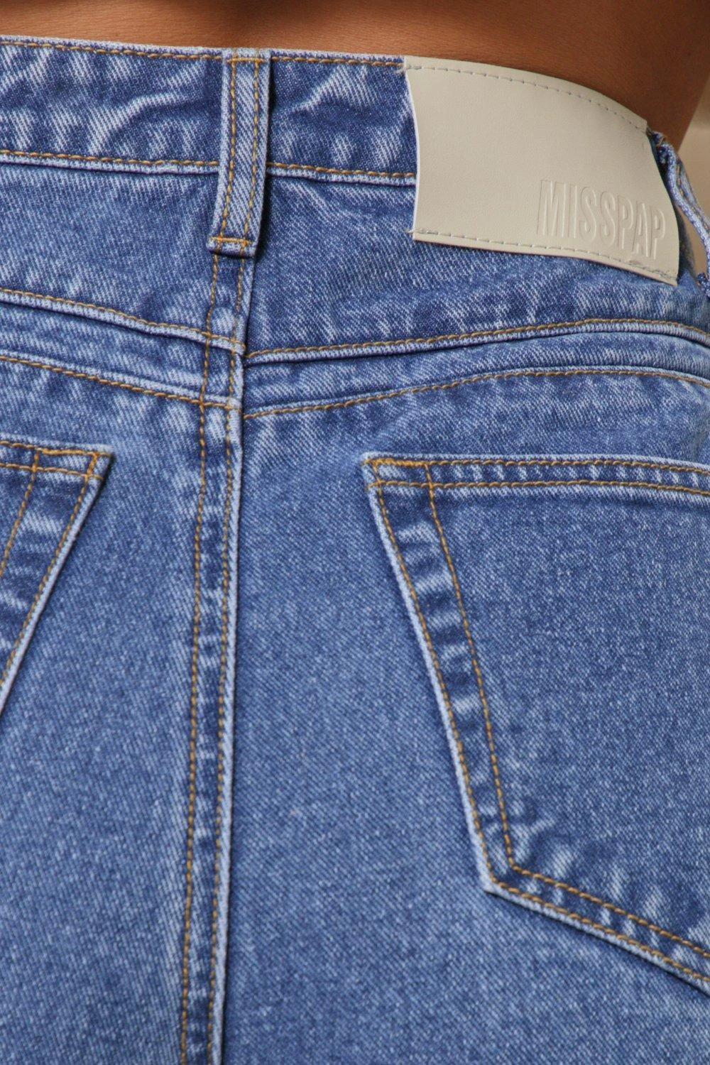 Mid Wash Bleached Seams Straight Leg Jean - Image 3