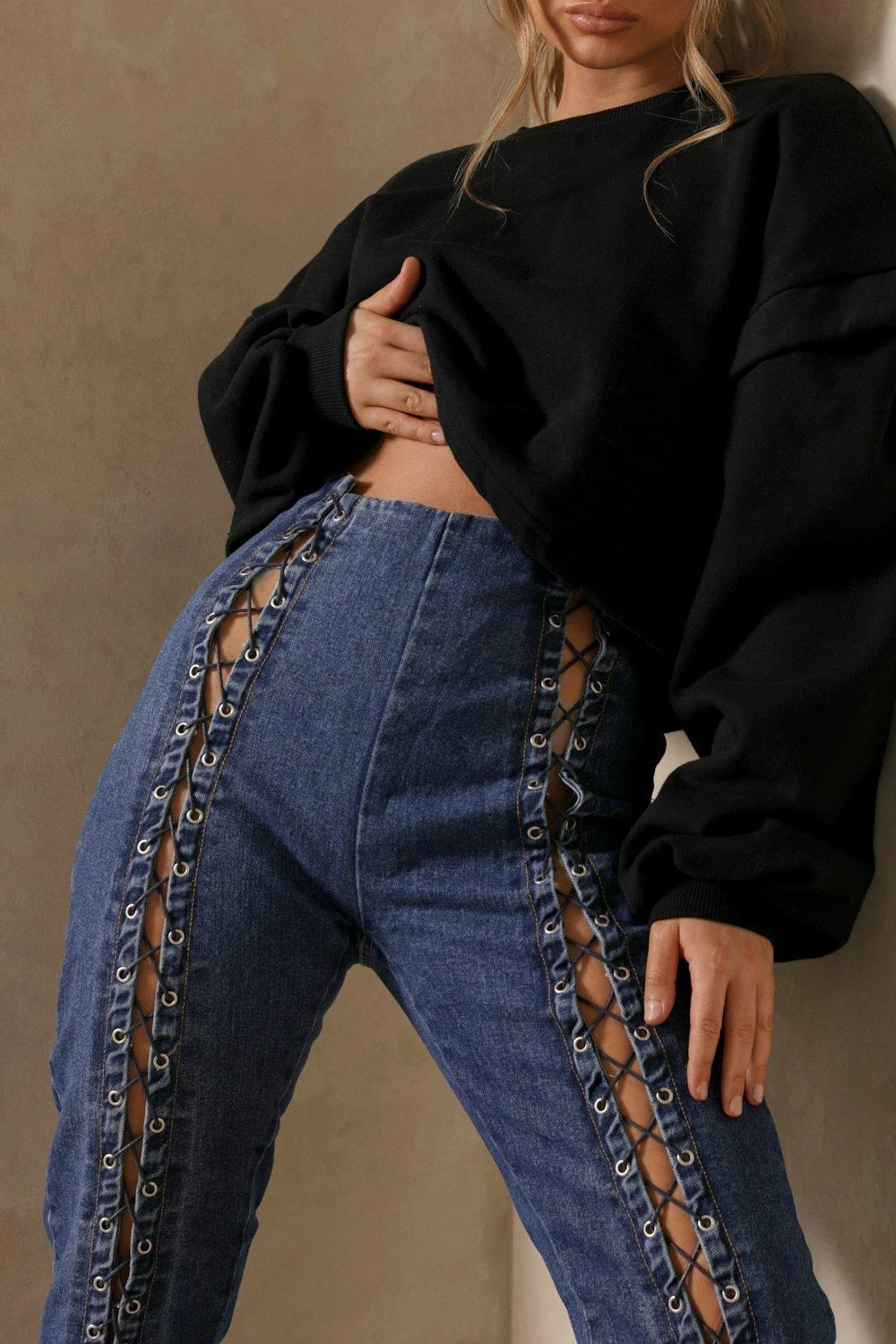 Lace Up Detail Skinny Fit Jean - Image 3